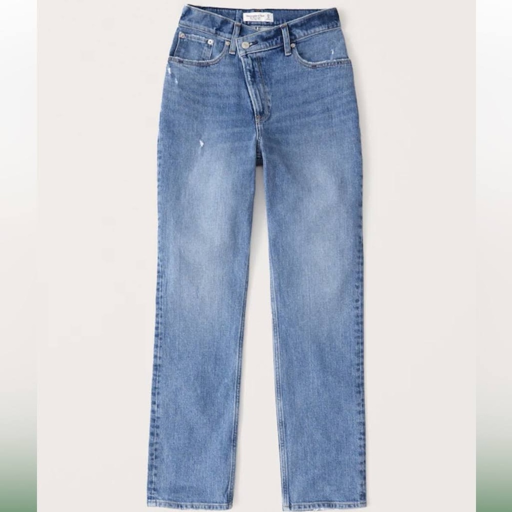 Abercrombie Curve Love 90s Straight Jeans w/ Criss-Cross Waist